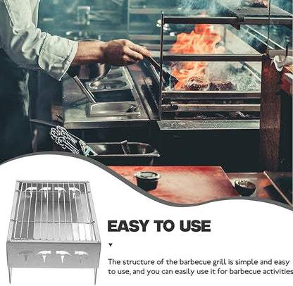 DOITOOL Foldable Stainless Steel Charcoal Grill Rack 36x26.5x17.5cm Portable Bbq Stove for Outdoor Camping and Backyard Barbecue