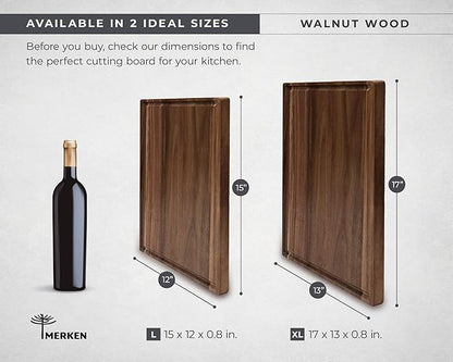 Walnut Wood Cutting Board – 17"x13" Butcher Block – Reversible Chopping Board with Juice Groove – For Meat, Cheese, Veggies, Charcuterie – Knife Friendly Kitchen Essential
