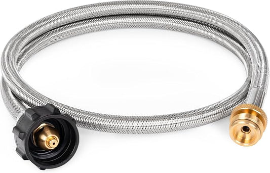 SHINESTAR Propane Hose Adapter & 4 FT Braided Hose for Coleman Stoves, Blackstone 17" 22" Tabletop Griddle, Char-Broil Portable Grills, Weber Q Grills, Buddy Heaters - Converts 1 lb to 20 lb Cylinders