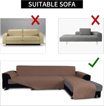 Easy-Going Reversible L-Shape Sectional Couch Cover, X-Large, Brown/Brown | Soft Sofa Slipcover For Dogs, Fits Left/Right Chaise Lounge Protector, Water Resistant Mat For Living Room