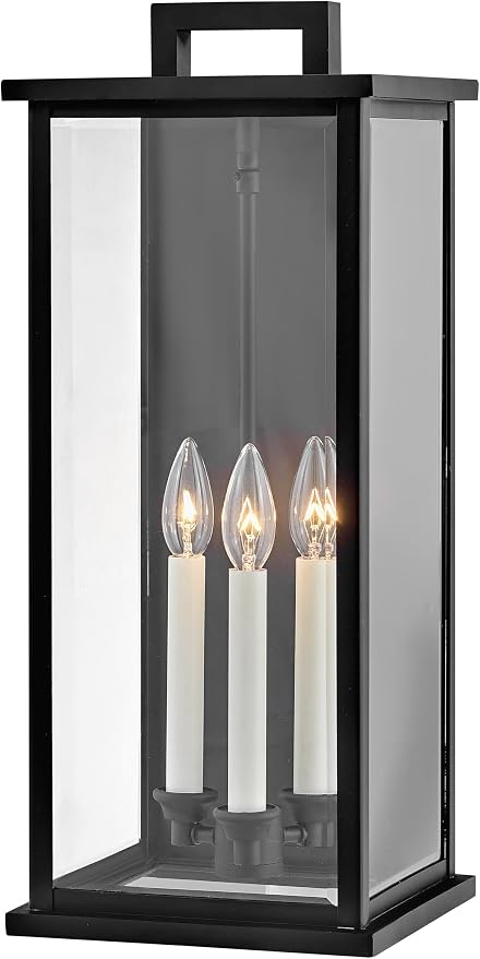 Hinkley Weymouth Large Outdoor Wall Mount Rectangle Lantern, Black