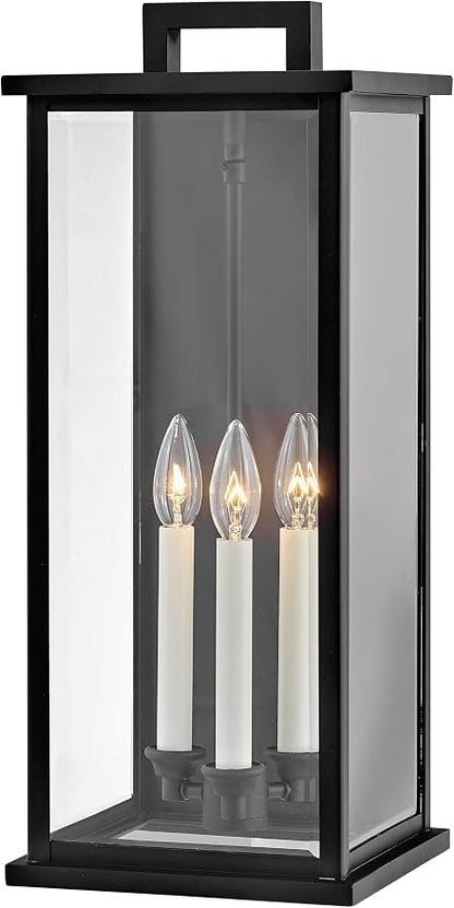Hinkley Weymouth Large Outdoor Wall Mount Rectangle Lantern, Black