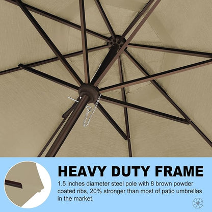 Eurmax USA 10-Year-Non-Fading 10FT Outdoor Patio Market Umbrella,UPF50+ UV Resistant Sun Shade,Heavy Duty Commercial Grade,Crank Lift Design,Windproof Vented Top for Garden,Pool,Deck,Mushroom