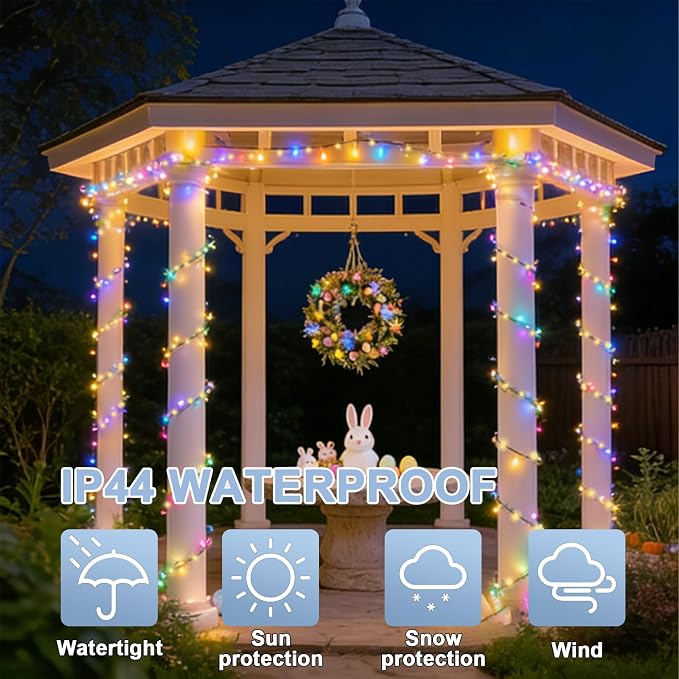 66ft Christmas Decorative Mini Lights, 200 LED Green Wire Fairy Starry String Lights Plug in, 16 Lighting Modes for Outdoor Xmas Tree Wedding Party Decoration (Warm and Multicolor)