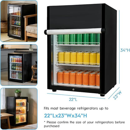 Mini Fridge Cover, Waterproof Upright Outdoor Refrigerator Covers 22" W X 23" D X 34" H Heavy Duty Beverage Beer Refrigerators Cover for Most 3.0 Cubic Compact Mini Freezer, Black
