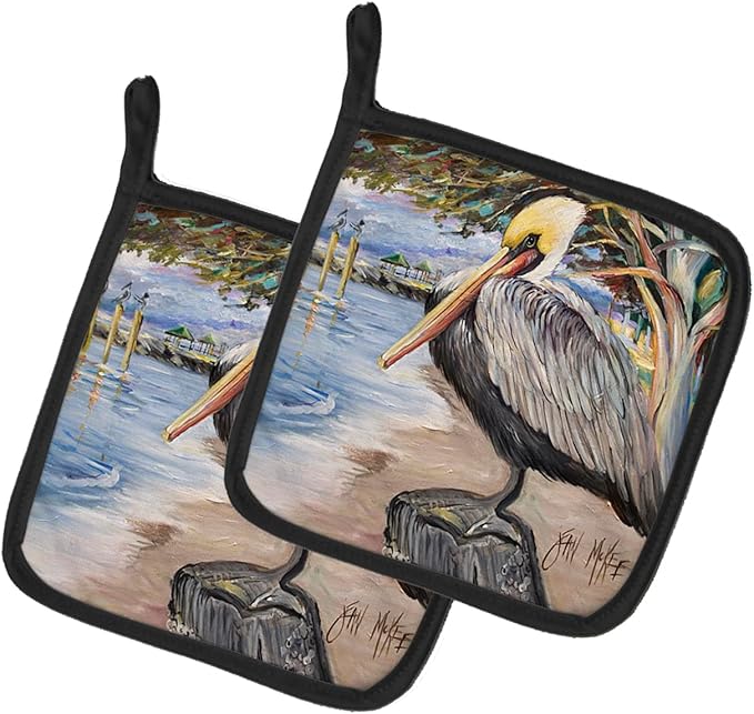 Caroline's Treasures JMK1218PTHD Pelican Bay Pair of Pot Holders Kitchen Heat Resistant Pot Holders Sets Oven Hot Pads for Cooking Baking BBQ, 7 1/2 x 7 1/2