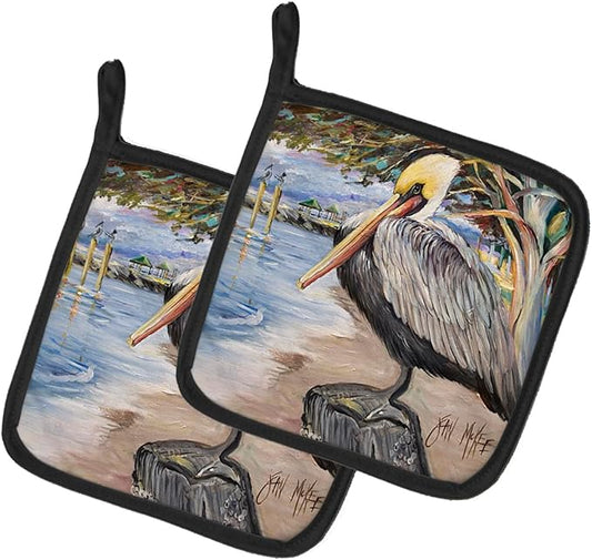 Caroline's Treasures JMK1218PTHD Pelican Bay Pair of Pot Holders Kitchen Heat Resistant Pot Holders Sets Oven Hot Pads for Cooking Baking BBQ, 7 1/2 x 7 1/2