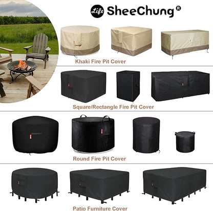 SheeChung Fire Pit Cover Round 33"Dx30"H for Globe fire Ball,Waterproof Heavy Duty 600D Wood Fire Globe Fire Pit Cover for Outdoor fire with BBQ Grill Globe Large Round Pit
