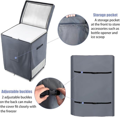 Deep Freezer Covers for Outside,Heavy Duty 600D Durable Chest Freezer Cover Waterproof,Outdoor Freezer Covers for Outside 7.0 Cubic Feet Chest Freezer,Top Can Be Opened(33"W x 22.5"D x 33.5"H,Grey)