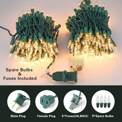 BrizLabs Clear White Incandescent Christmas String Lights 600 Count 139.2ft | Connectable; UL Certified; Outdoor Mini Lights Set Xmas Tree Light for Indoor Outside Holiday Tree Garden Party Home Decor