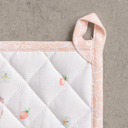 Maison d' Hermine Pot Holders 100% Cotton Heat Resistant Potholders 8" x 8" Hot Pads with Loop BBQ Cooking Baking Hotel Farmhouse Kitchen Handling Hot Pans Spring Summer (Pack of 1, Bunny Party)