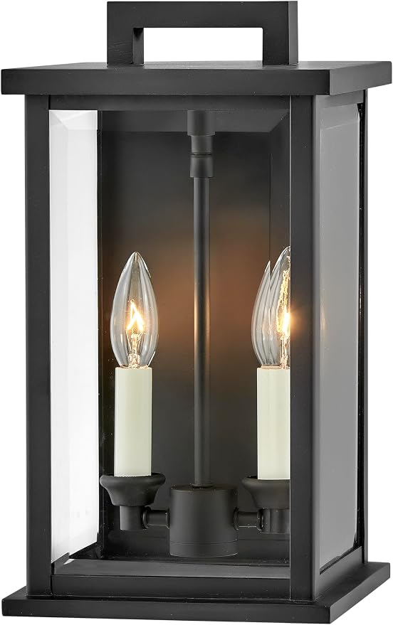 Hinkley Weymouth Medium Outdoor Wall Mount Rectangle Lantern, Black Finish