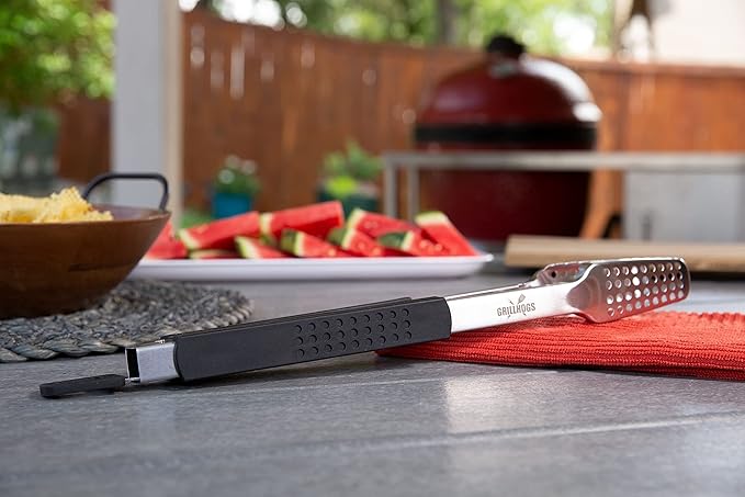 Dropkick Your Old Tongs, GRILLHOGS 16-Inch 2 Pack Barbecue Tongs Are the Only Equipment That Can Handle Your Massive Meat, Stainless Steel + Soft Grip, Dishwasher Safe, Premium Grill Tongs