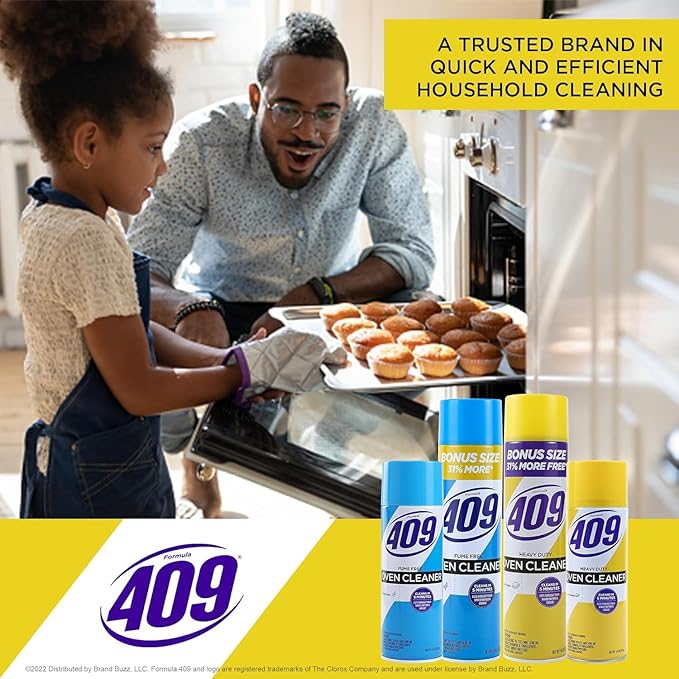 Formula 409 Heavy Duty Oven and Grill Cleaner Spray, Lemon Scent, Cuts Baked-On Grease and Grime on Contact, Fume-Free Aerosol, 5-Minute or Overnight Deep Clean, 14.5 Oz - 6 Pack