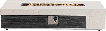 COSIEST 56" Outdoor Propane Fire Pit Table Rectangle Gas Fire Pit Table with Concrete & Wood Grain Design, 50000BTU Electronic Ignition Fire Tables for Patio, Backyard, Garden Heating