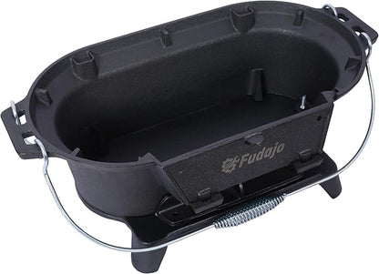 Oval Grill Outdoor, Portable Charcoal Grill and Tabletop Skillet,Enameled, Durable, Small Charcoal, Camping Stove, Hibachi (Black2)