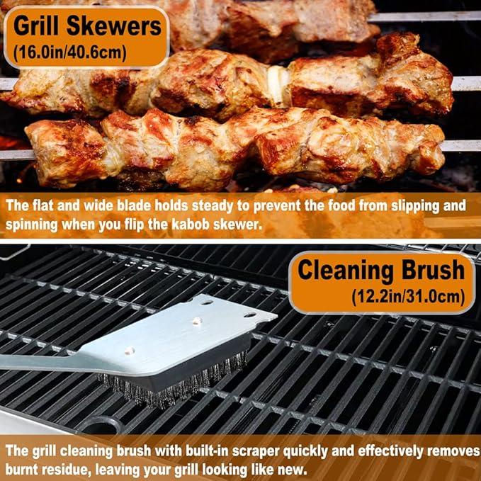 POLIGO 28Pcs Grilling Accessories in Bag with Meat Injector, Barbecue Claws, Mats, Thermometer for Smoker, Camping BBQ Grill Utensils Set Dad Gift for Fathers Day Birthday Grilling Gifts for Men Black