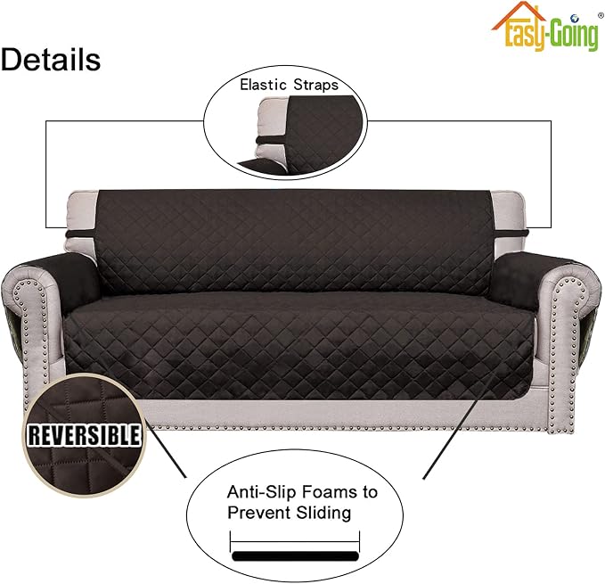 Easy-Going Oversized Chair Sofa Slipcover Reversible Sofa Cover Water Resistant Couch Cover Furniture Protector Cover with Elastic Straps for Pets Dog (Oversized Chair, Chocolate/Chocolate) | Machine Washable Slipcover For Dogs, Water Resistant Furnitu...