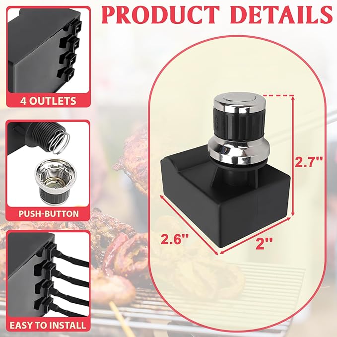 Grill Igniter Kit for Nexgrill 720-0830H 720-0830D Replacement Igniter 4 Burner, 4 Outlets Tact Push Button Grill Ignitor for Nexgrill 730-0958A, 720-0864, 3 & 2 Burner Grill Replacement Igniters