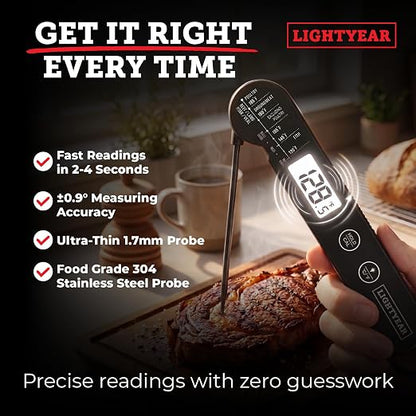 Lightyear Digital Meat Thermometer – Instant Read for Grilling | Cooking thermometer for meat, BBQ and grilling – grilling thermometer, food thermometer, waterproof meat temp probe