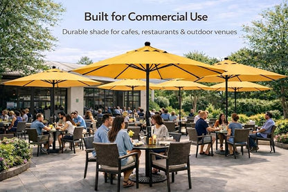 Treasure Garden Octagonal 9 ft Patio Umbrella - Outdoor Furniture Table Umbrella – Push-Button Tilt – Bronze Aluminum Frame (Obravia2, Taupe)