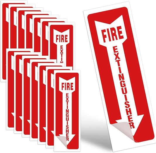 Fire Extinguisher Signs, 15 Pack 4x12 Inch Fire Extinguisher Signs for Home Business, Strong Self Adhesive Safety Sticker Sign, UV Protected, Weather, Indoor & Outdoor