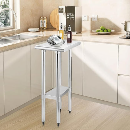 STABLEINK Stainless Steel Small Table with Undershelf 12x24 Inches for Prep | NSF Certified Heavy Duty Metal Work Table Workbench for Commercial Kitchen Restaurant Hotel Laundry Garage Chef Homemaker