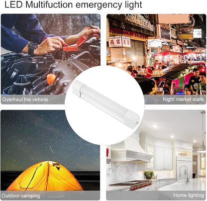 Portable LED Rechargeable Camping Light, Emergency Lamp with Stepless Dimming, Strong Magnetic Base for Indoor Outdoor Hiking BBQ, Includes Lanyard and USB Cable