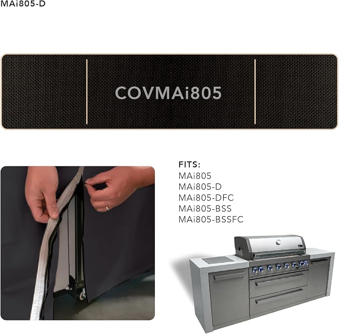 Mont Alpi Heavy Duty Black Water Resistant All Weather Cover for 94" W x 23" D Deluxe Original and Black Outdoor Kitchen Island Grill Models - MAi805 / MAi805-D MAi805-BSS / MAi805-DFC / MAi805-BSSFC