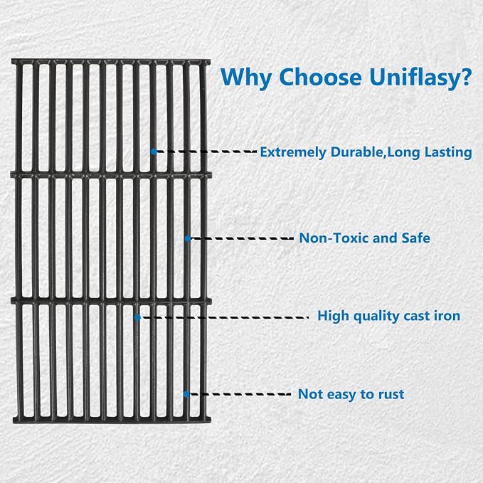 Cast Iron Grill Grates for Char-Griller 1733 Smokin' Champ | Charcoal Grill Horizontal Smoker Grates,Cooking Grate Replacement Parts for Chargriller 1624 2735 1722 Set of 3