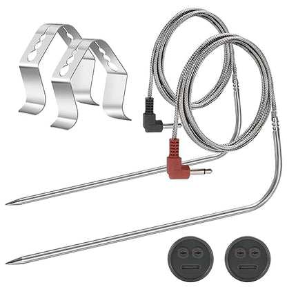 59IN 2-Pack Replacement Meat Probe for Pit Boss Pellet Grills and Pellet Smokers. 3.5mm Plug Compatible with Pit Boss Accessories. 2 Packs Meat Probes and 2 Packs Grill Clips