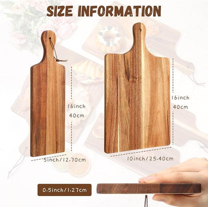 12 Pcs Acacia Wood Cutting Board Set with Handle, Bulk Chopping | Large Serving Boards for Charcuterie, Engraving Ready, 16x10 & 16x5 Inch, Wedding Housewarming Gifts, Natural Acacia Wood