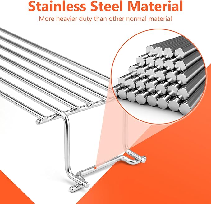 QuliMetal Stainless Steel Warming Rack for Weber Spirit 300, Grill Parts for Weber Spirit 2 300 Series Grills with Front Control Knobs, 7641 Upper Rack for Weber Genesis Silver Gold B/C Grills