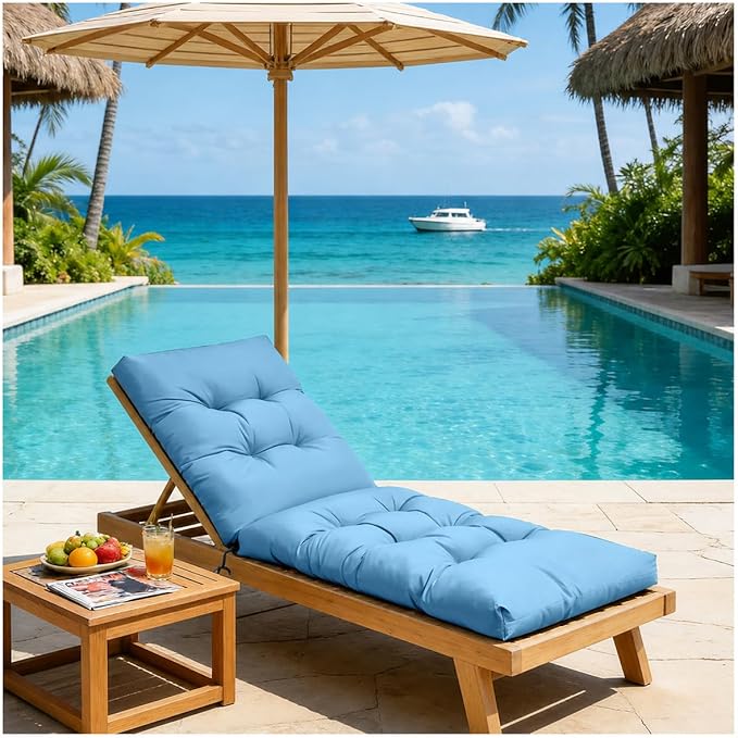 Outdoor Lounge Chair Cushions, 74.4 x 22 x 4.7 Inches Waterproof Fade Resistant Patio Cushion for Chaise Lounger