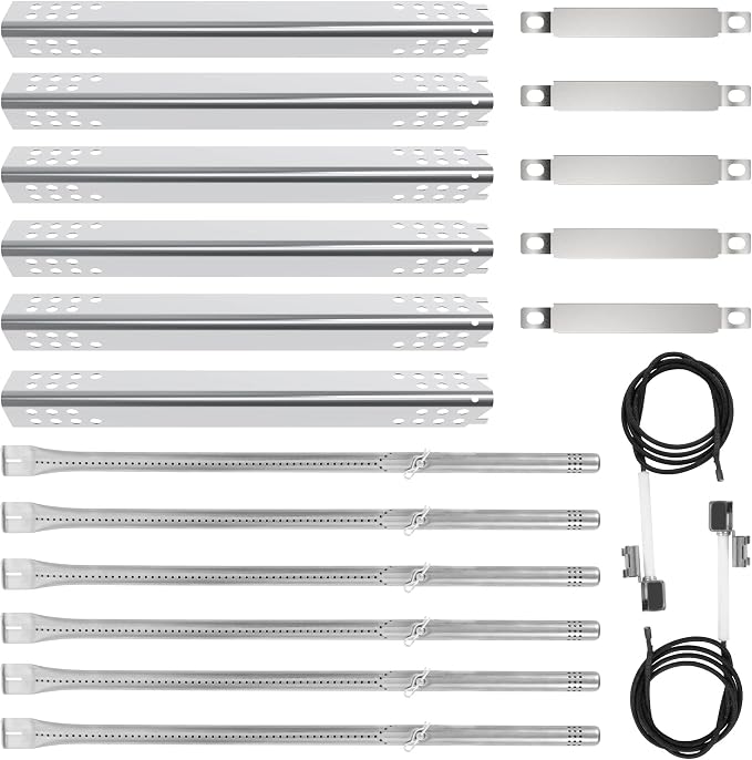 DELSbbq BBQ Grill Parts Replacement Kit for Charbroil Performance 6 Burner | G470-5200-W1 Burners, G470-0004-W1A Heat Plates, Crossover Tube, Ignition, Stainless Steel, Complete Grill Restoration