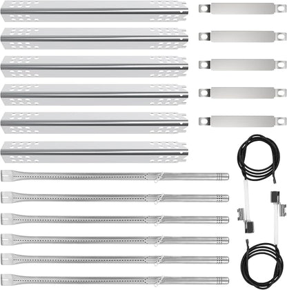 DELSbbq BBQ Grill Parts Replacement Kit for Charbroil Performance 6 Burner | G470-5200-W1 Burners, G470-0004-W1A Heat Plates, Crossover Tube, Ignition, Stainless Steel, Complete Grill Restoration