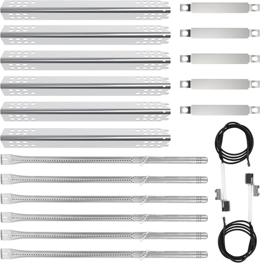 DELSbbq BBQ Grill Parts Replacement Kit for Charbroil Performance 6 Burner | G470-5200-W1 Burners, G470-0004-W1A Heat Plates, Crossover Tube, Ignition, Stainless Steel, Complete Grill Restoration