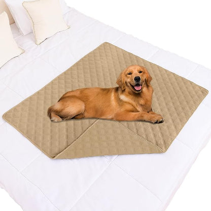 Smiry Waterproof Reversible Pet Couch Covers for Dogs | Pet Friendly, Soft Fabric, Washable Sofa Furniture Protector for Dogs Cat Kids, Checkered (40"x50", Camel/Camel)