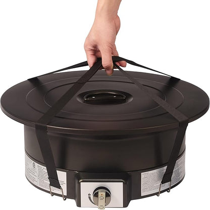 Amazon Basics Portable Propane Fire Pit, 19 inch Round Gas for Patio, 55,000 BTU, Carry Strap, Heat, Warmth and Ambience