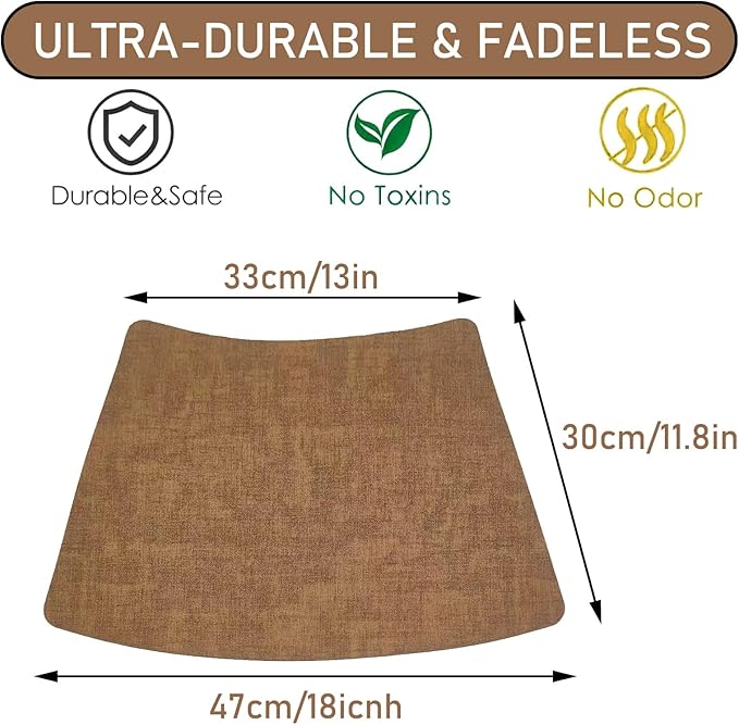 Round Table Placemats Set of 4, Faux Leather Wedge Shape Place Mats Heat Resistant Wipeable Washable Table Mats, Heavy Duty Kitchen Dining Mats(brown)