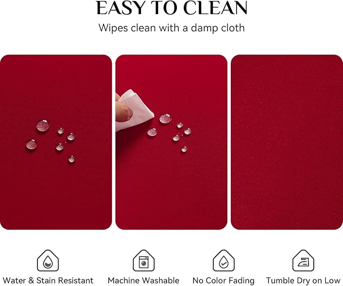 Softalker Square Tablecloth, Waterproof Table Cloths Wrinkle Free Fabric Washable Polyester Table Cover for Dining Tables Party Outdoor Camping Parties Buffet - 54 x 54 inch,Red