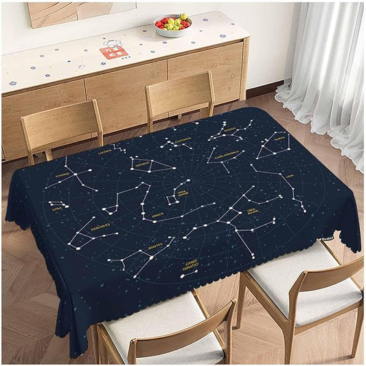 Sky Map Rectangle Tablecloth 52x70 Inch Cosmos Stars Constellations Galaxy Space Dining Table Cloth Table Cover for Home Kitchen Restaurant Party Buffet Picnic, 4-6 Seats