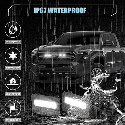 4 PCS Full LED Front Grille Lights for Toyo-ta Tacoma 2024 2025 SR SR5 Cab Pickup, White LED Grilles Clearance Light, Tacoma Accessories