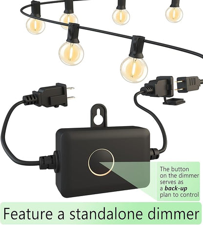 Outdoor-String-Lights-Patio-LED-Light-Outside 200FT Waterproof Dimmer Remote Outdoor Lighting with 3 Modes G40 Globe Plastic LED Bulbs Hanging Lights Connectable for Backyard Yard Porch Party
