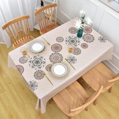 Wipeable Waterproof Tablecloth Vinyl Tablecloths for Rectangle Tables Heavy Duty PVC Tablecloth for Kitchen Dining Table(Flowers-2, 54'' x 72'')