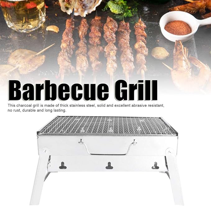 BBQ Grill Outdoor Stainless Steel BBQ - Easy to Use Charcoal Grill No Rust for Barbecue Kebab for Japanese Barbecue 35x27x20cm