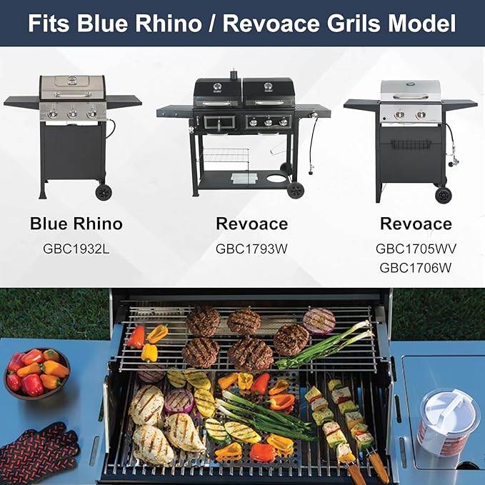Criditpid B0212-040 Grill Heat Tent Replacement Parts for Blue Rhino 3 Burner GBC1932L GBC1793W Grill, Porcelain Steel 55-24-198 Heat Plate Shields for Revoace Grill Parts GBC1706W GBC1705WV Grill.