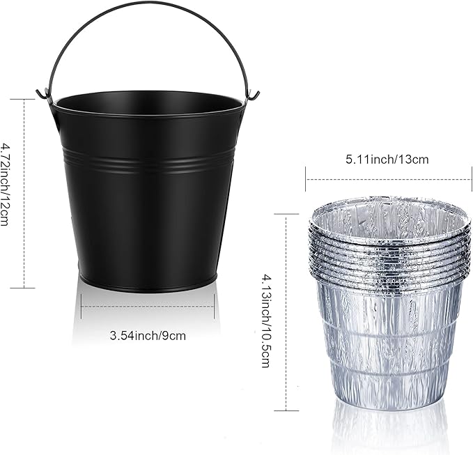 Patelai Drip Grease Bucket Can with 12 Pieces Disposable Foil Pads Grills Bucket Pads Wood Pellet Grills Replacement for Camp Wood Pellet Grill BBQ Accessories (Black)