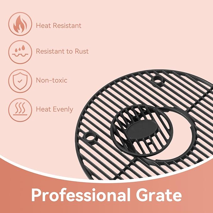 19.5" Cast Iron Round Grate for Akorn Kamado Ceramic Grill, Pit Boss K24, Louisiana Grills K24, Char-Griller 16620, E56720, 16820, Grill Grate Grid for Akorn Kamado,Expert kamado