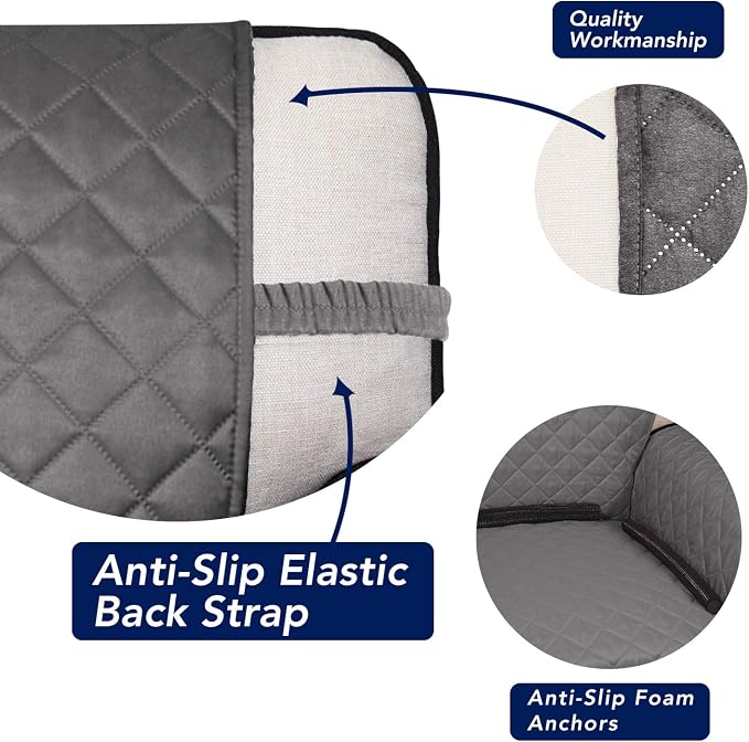 PureFit Reversible Quilted Couch Covers for Dogs Oversized Sofa Cover 78” | Gray/Light Gray, Water Resistant Couch Protector, Washable Pet Couch Cover with Non Slip and Elastic Straps For Kids